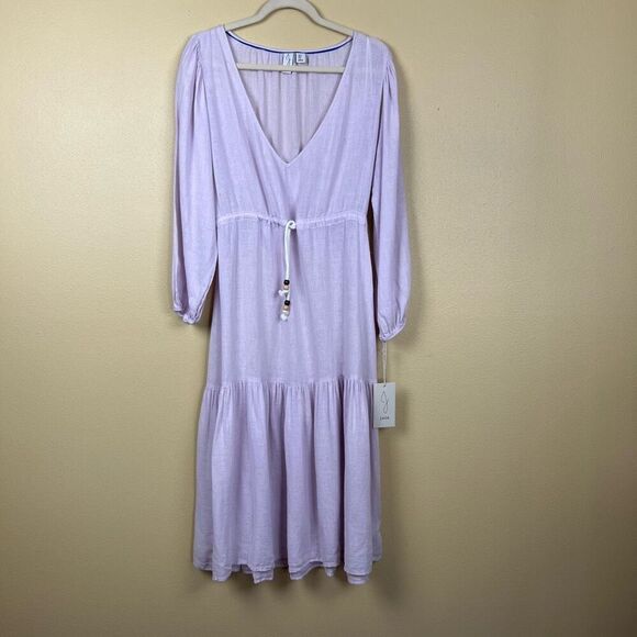 NWT Joie Dress Maxi Beach Coverup Lavender Plunge Linen Blend Size S - Picture 1 of 5